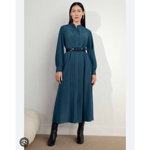 The Fold Montclair silk maxi dress blue UK 10 US 62